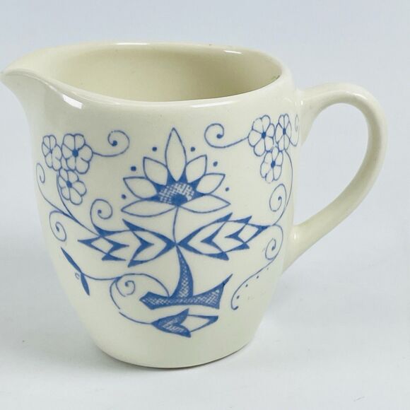 Vintage Stavangerflint Norway Ceramic Creamer Pitcher Flint Blue & White 2.75in - Picture 4 of 10